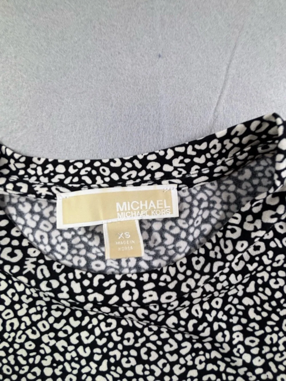 Michael Kors Black and White‎ Long Sleeve Printed Blouse
